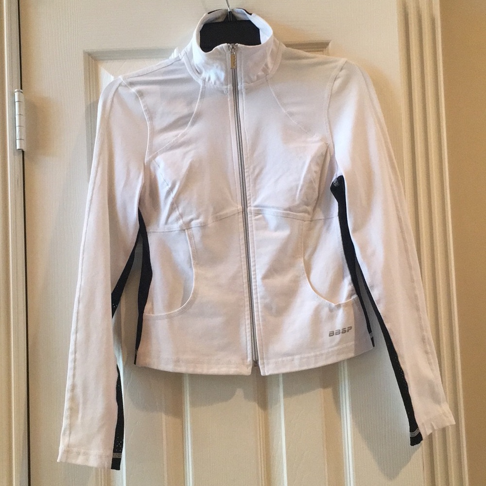 BEBE Sport White Sport Jacket w/ Black Net fabric